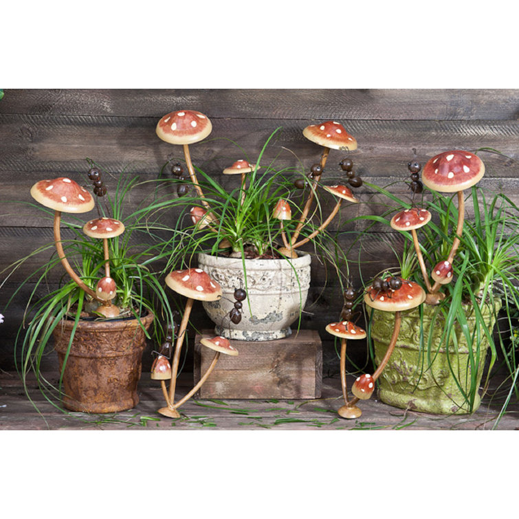 Arlmont & Co. Ozker Funny Ants on Metal Mushroom Garden Stakes Wayfair